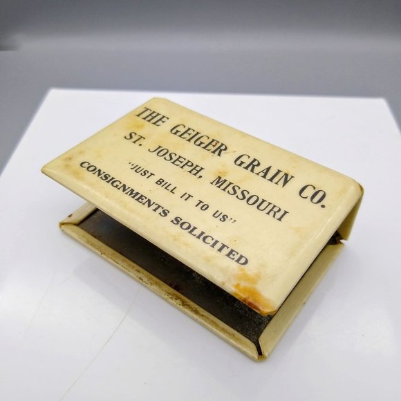 Vintage Advertising Coated Tin Matchbox Slip Cover with Womans Profile Advertise - Picture 2 of 6